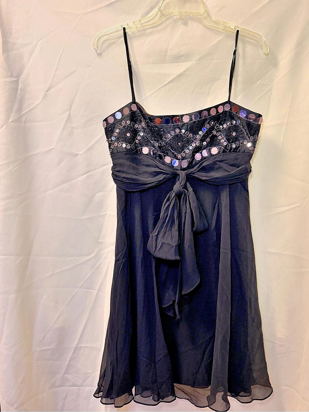 Y2K Black Embellished Mini Dress Like New. BCBGMAXAZRIA